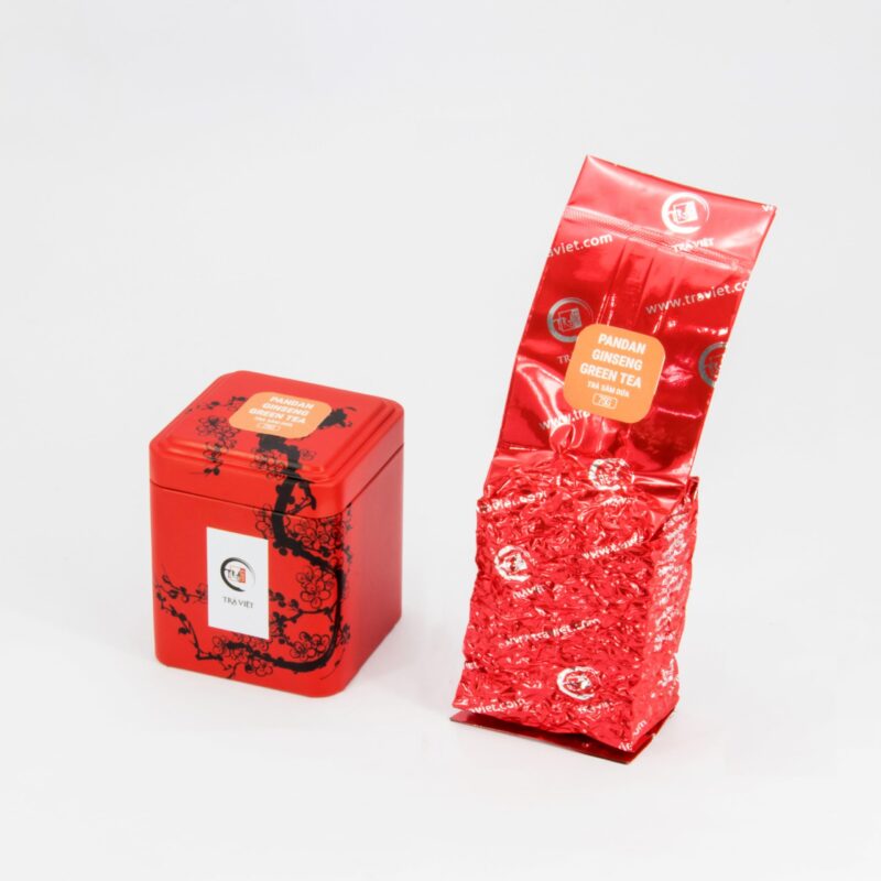 TRAVIET | Pandan Ginseng Green Tea (60g/2.12oz, 30+ Cups) | Unique Herbal Loose Leaf Tea | Refreshing & Energizing
