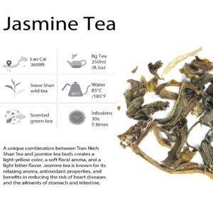 The Best Collection For Vietnam Tea Sampler 6 Tastes | Lotus Tea - Pur eh Tea - Oolong Tea - Loose Leaf Black Tea - Ancient Green Tea - Jasmine Tea
