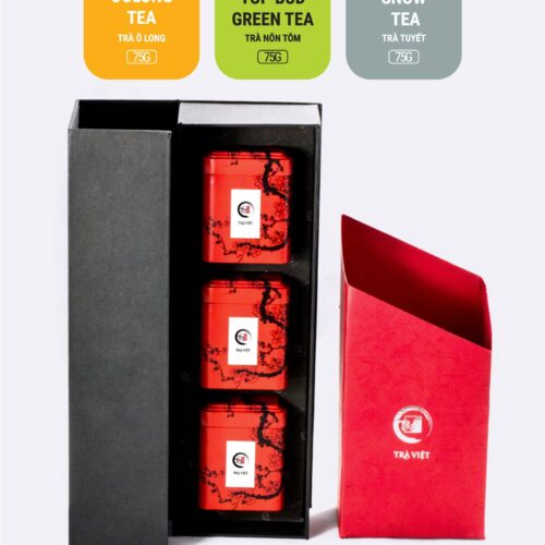TRAVIET Deluxe Loose Leaf Tea Gift Set, 3 Tins – Oolong Tea, Top Bud Tea & Snow Tea | A Sophisticated Tea Sampler