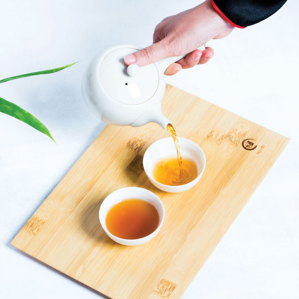 White porcelain teapot for brewing black tea