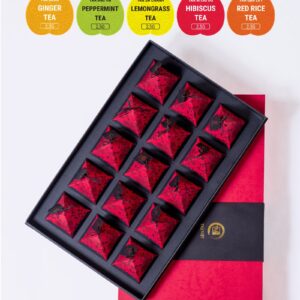 Ginger - Lemongrass - Peppermint - Red Rice - Hibiscus Tea Pyramid Gift 15