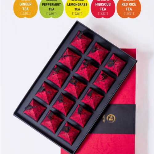 Ginger - Lemongrass - Peppermint - Red Rice - Hibiscus Tea Pyramid Gift 15