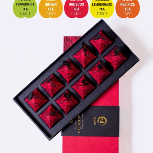 Ginger - Lemongrass - Peppermint - Red Rice - Hibiscus Tea Pyramid Gift 10