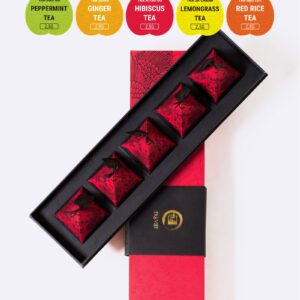Ginger - Peppermint - Lemongrass - Red Rice - Hibiscus Tea Pyramid Gift 5