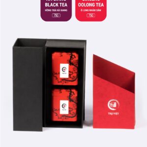 TRAVIET Signature Loose Leaf Tea Gift Set, 2 Tins – Ginseng Oolong & Black Tea | A Bold and Aromatic Selection