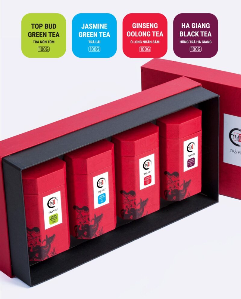 TRAVIET Classic Jasmine Tea - Black Tea - Ginseng Oolong Tea - Top Bud Tea Gift Set | Exquisite Loose Leaf Tea Blend
