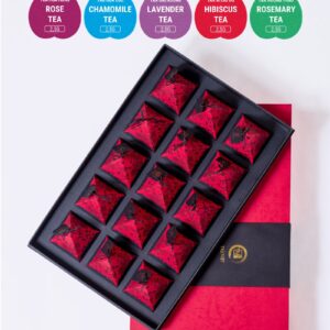 Lavender-Rose-Chamomile-Rosemary-Hibiscus-Tea-Pyramid-Gift-15 Lavender - Rose - Chamomile - Rosemary - Hibiscus Tea Pyramid Gift 15
