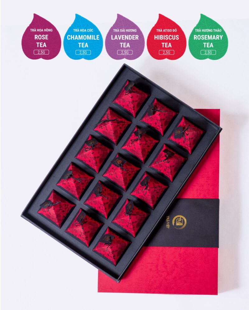 Lavender-Rose-Chamomile-Rosemary-Hibiscus-Tea-Pyramid-Gift-15 Lavender - Rose - Chamomile - Rosemary - Hibiscus Tea Pyramid Gift 15