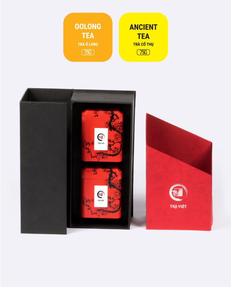 Oolong-Ancient-Tea-Tin-Gift-2 TRAVIET Finest Loose Leaf Tea Gift Set, 2 Tins – Oolong Tea & Ancient Green Tea | A Classic Tea Experience